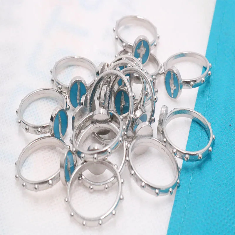 5pcs Catholic ring 17/19 mm multiple sizes Catholic blue Virgin Mary Catholic pink ring ring ring alloy ring round