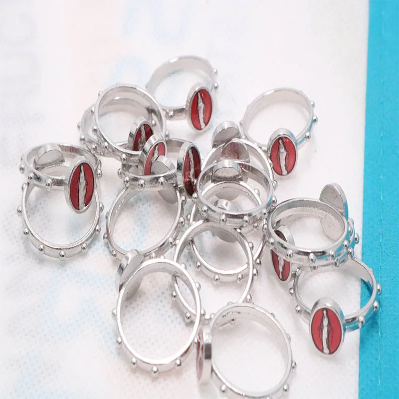 5pcs Catholic ring 17/19 mm multiple sizes Catholic blue Virgin Mary Catholic pink ring ring ring alloy ring round