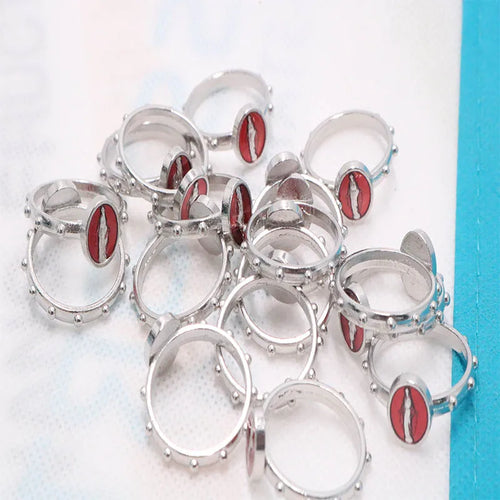 5pcs Catholic ring 17/19 mm multiple sizes Catholic blue Virgin Mary Catholic pink ring ring ring alloy ring round
