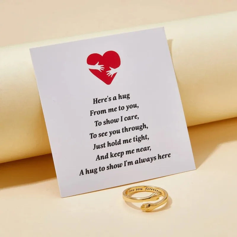 Inspirational Message Adjustable Ring Jewelry To My Granddaughter Stainless Steel Hug Ring Hope Rings, Birthday Christmas Gifts