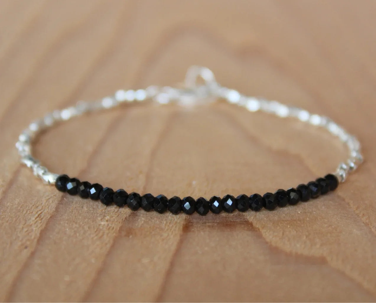 Sleeping Beauty Turquoise Bracelet, Black Spinel Bracelet, Birthstone Bracelet, Beaded Gemstone Bracelet