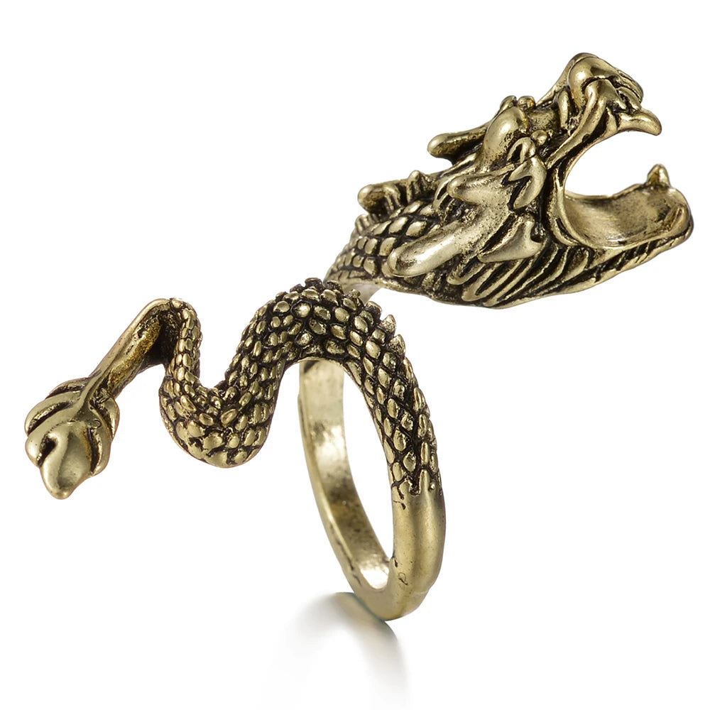 Vintage Silver Color Exaggerated Skeleton Hug Ring for Men Women Punk Adjustable Opening Ring Retro Jewelry Gift Dropshipping