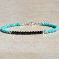 Sleeping Beauty Turquoise Bracelet, Black Spinel Bracelet, Birthstone Bracelet, Beaded Gemstone Bracelet