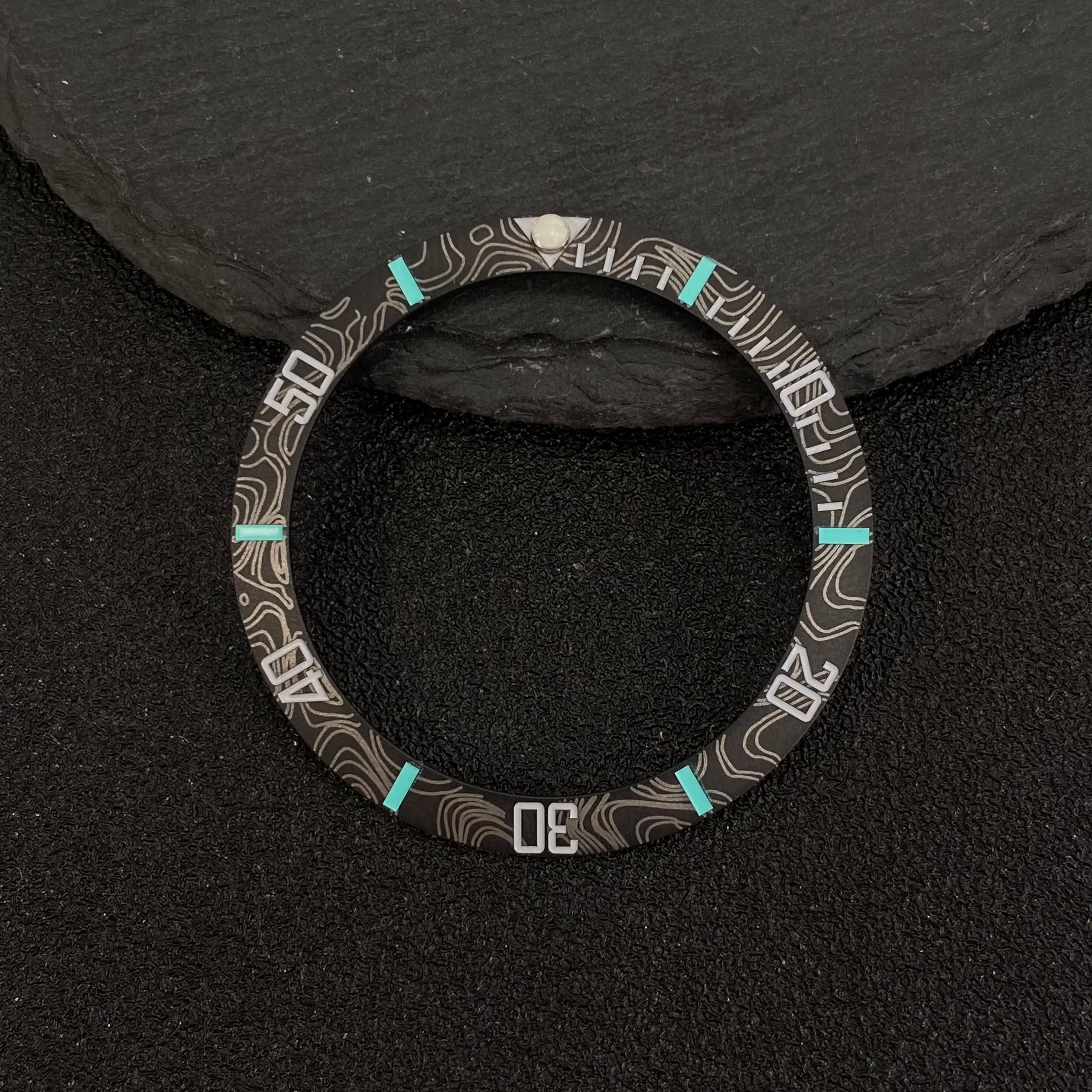 NH35 38mm Bezel Insert Red Hands Watch Hands Blue Green Luminous Red Green Blue Hands For NH35/36/4R/7S Movement Watches Parts