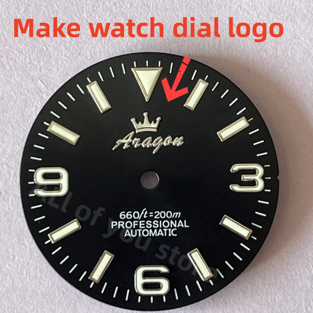 Gold Metal Custom Watch Dial Sticker 28.5mm Self-Adhesive Silver Label Small Brand 3D Logo Customized Name Carve