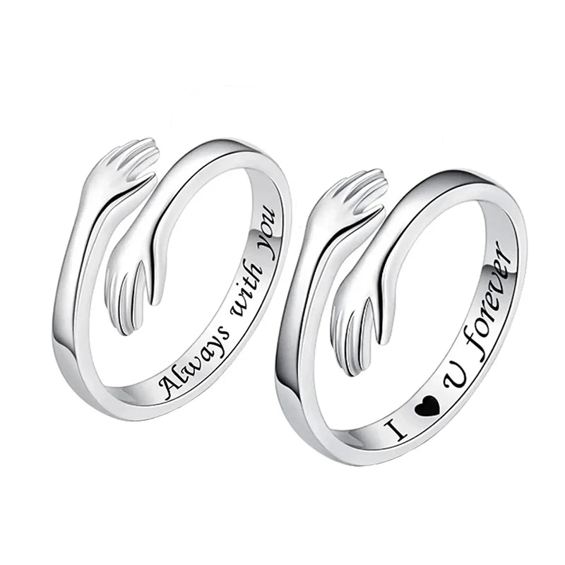 Romantic Hug Ring Silver Plated I Love You Forever Hugging Rings For Women Valentines Day Gift