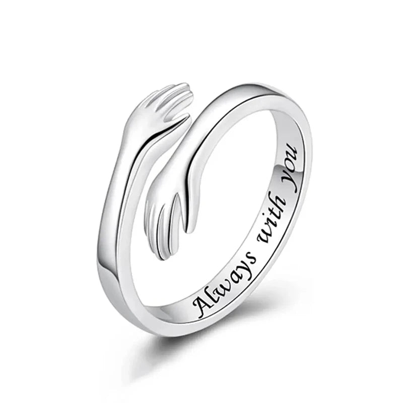 Romantic Hug Ring Silver Plated I Love You Forever Hugging Rings For Women Valentines Day Gift