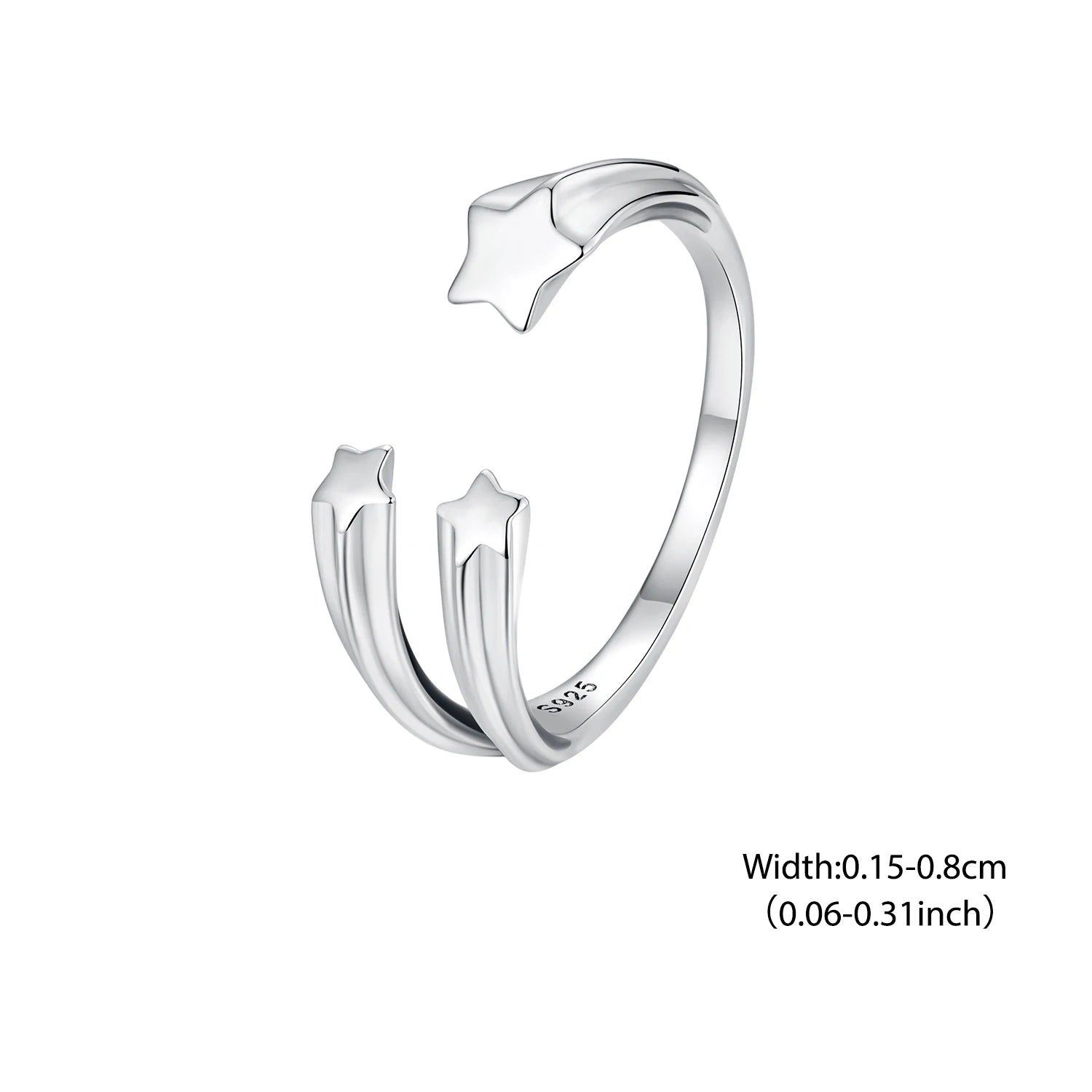 Bamoer Original 925 Sterling Silver Heart Hug Ring Love Star Open Rings Simple  For Women Anniversary Party Gift Fine Jewelry