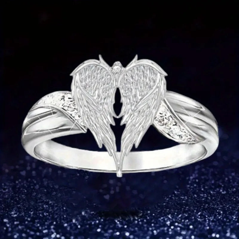 [Fashion Ring] 1pc Simple Fashion Ring, Angel Wings Love Ring | Men's Women's Ring