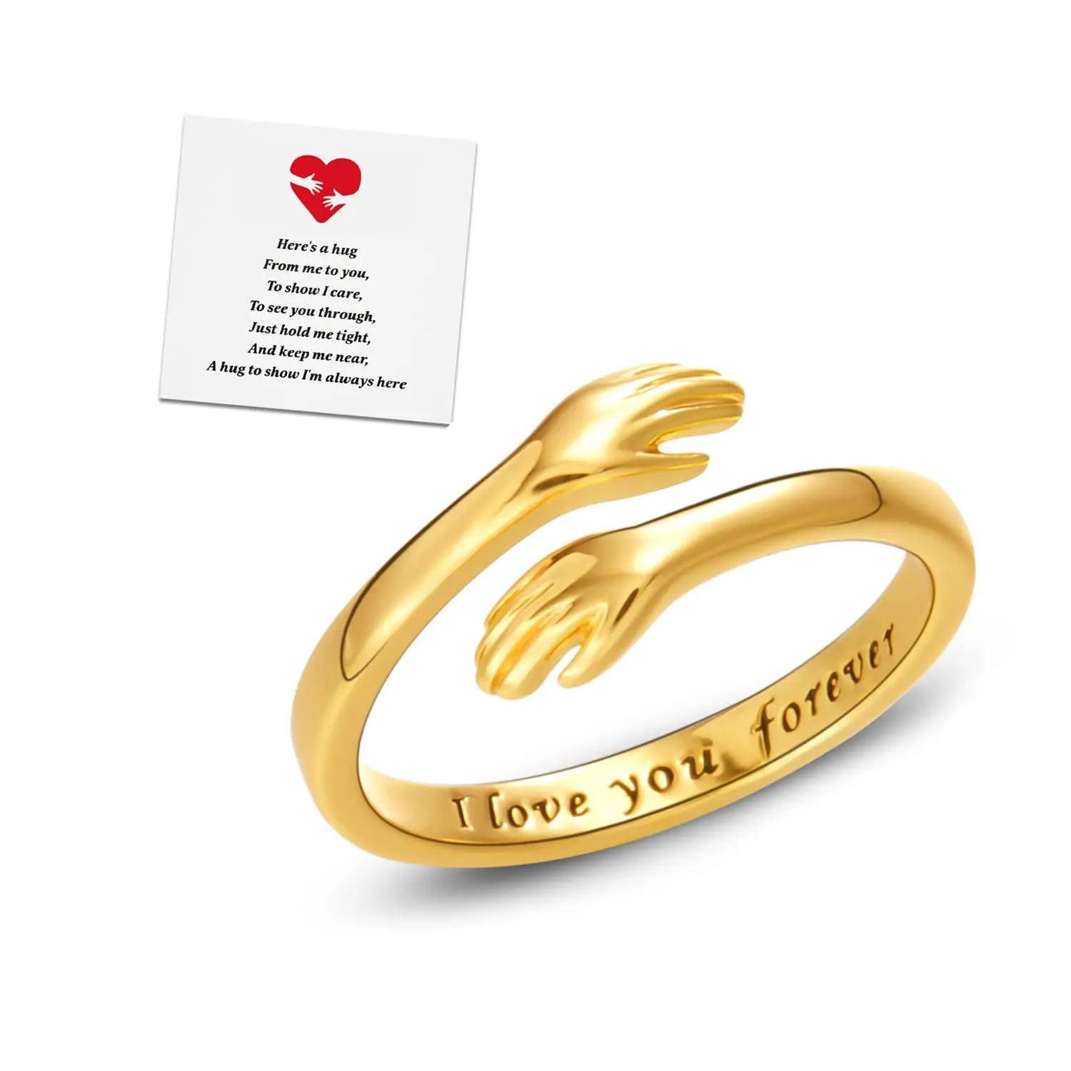 Inspirational Message Adjustable Ring Jewelry To My Granddaughter Stainless Steel Hug Ring Hope Rings, Birthday Christmas Gifts
