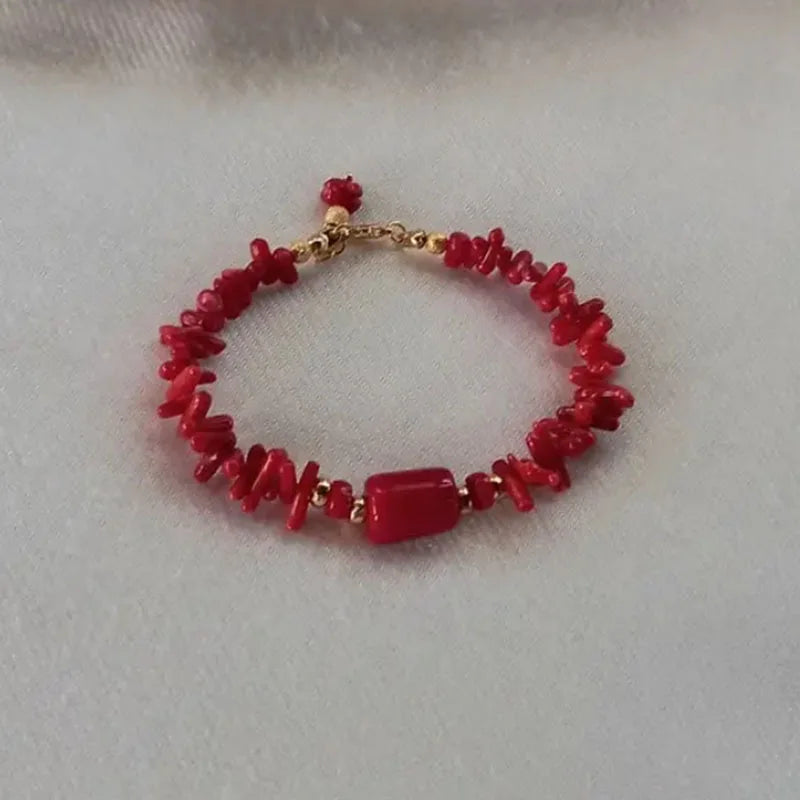 Onyx Bracelet Coral Bracelet Bracelet Red Coral Bracelet Genuine Coral Bracelet  Red Boho Bracelet Coral Bracelet