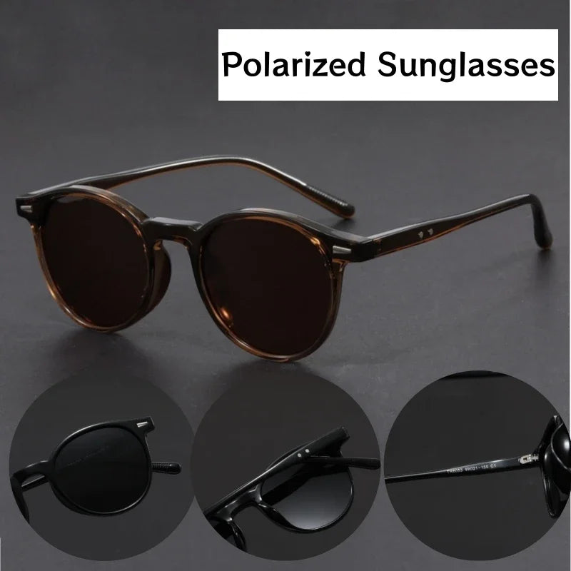 Korean Ultra Light Polarized Sunglasses Round Frame UV400 Sun Glasses Retro Trendy Fashion Driving Shades Men Women Eyewear