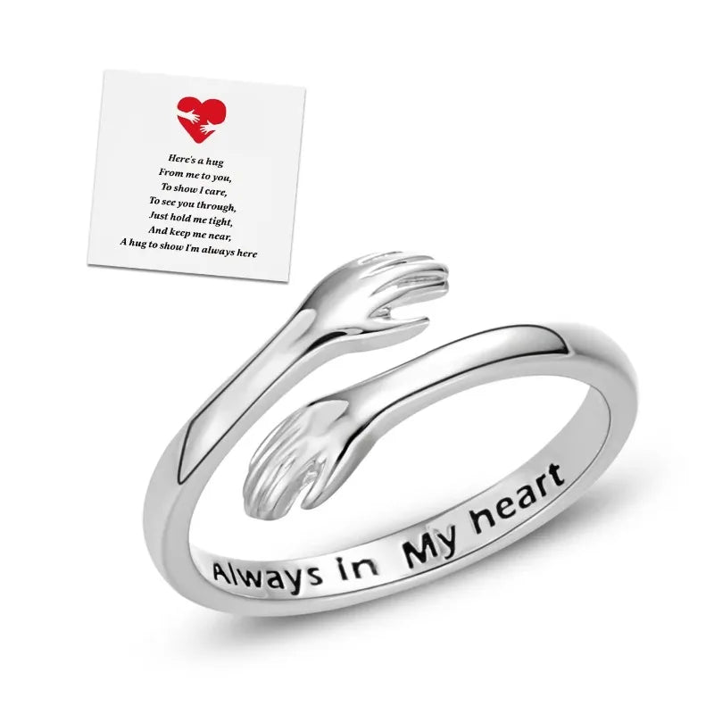Inspirational Message Adjustable Ring Jewelry To My Granddaughter Stainless Steel Hug Ring Hope Rings, Birthday Christmas Gifts