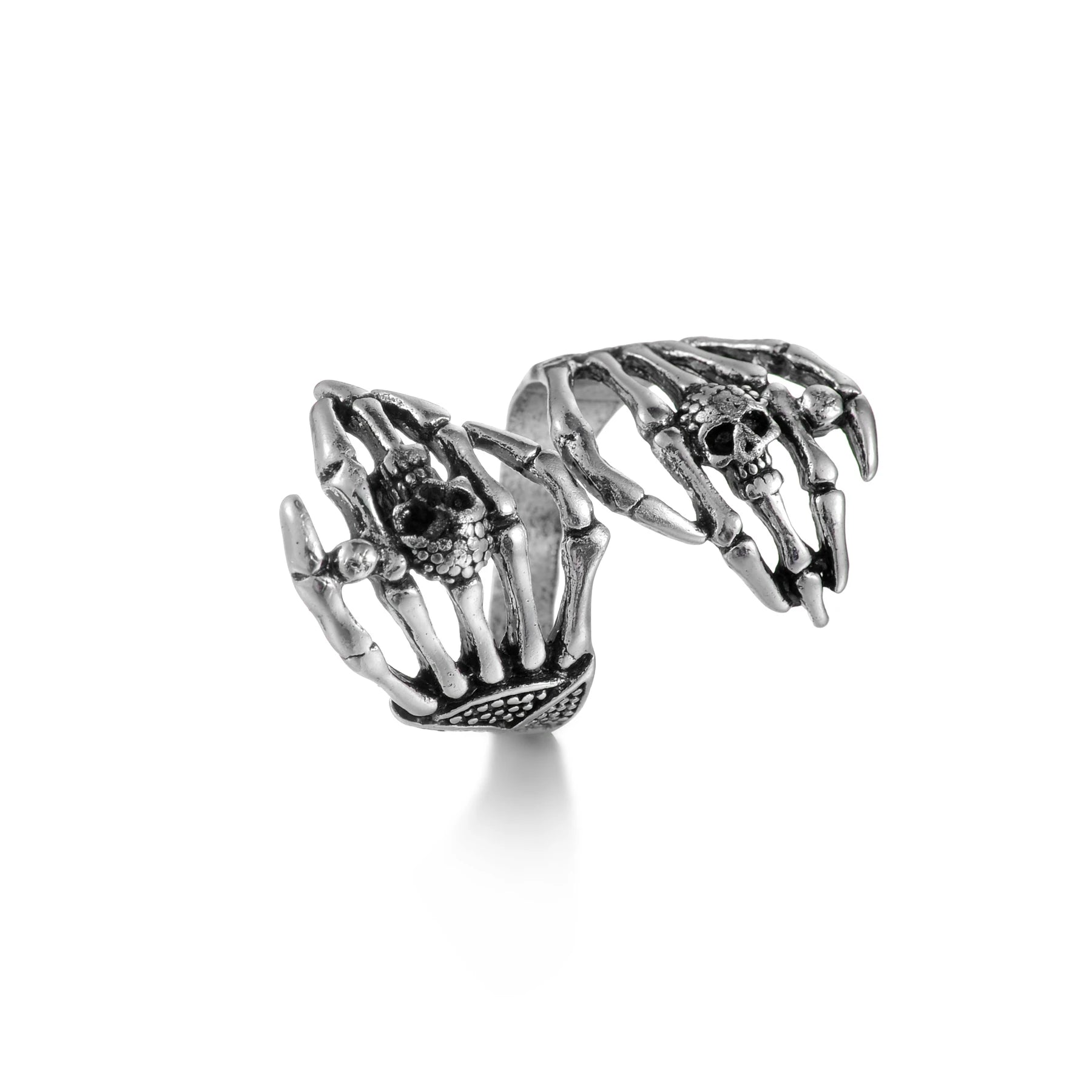 Vintage Silver Color Exaggerated Skeleton Hug Ring for Men Women Punk Adjustable Opening Ring Retro Jewelry Gift Dropshipping