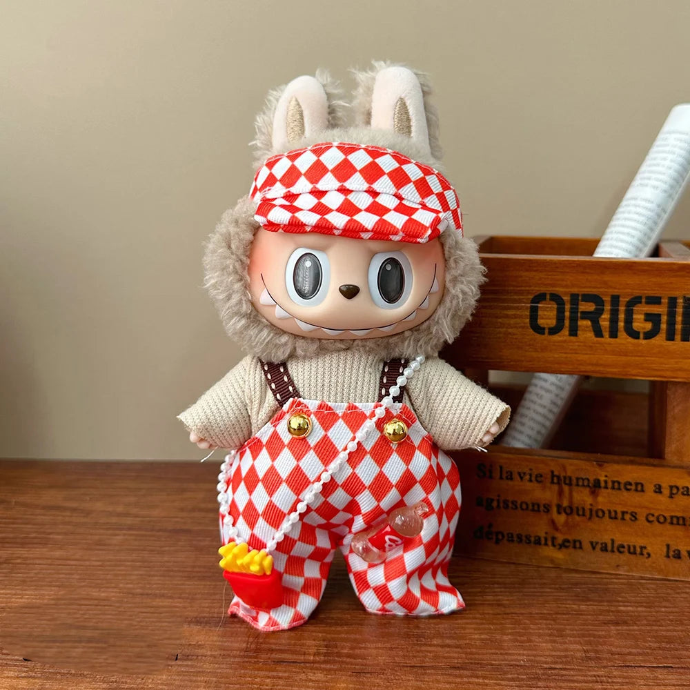 Plush Mini Doll Clothing Set Accessories For 17cm Labubu Clothing Hat Set Clothing