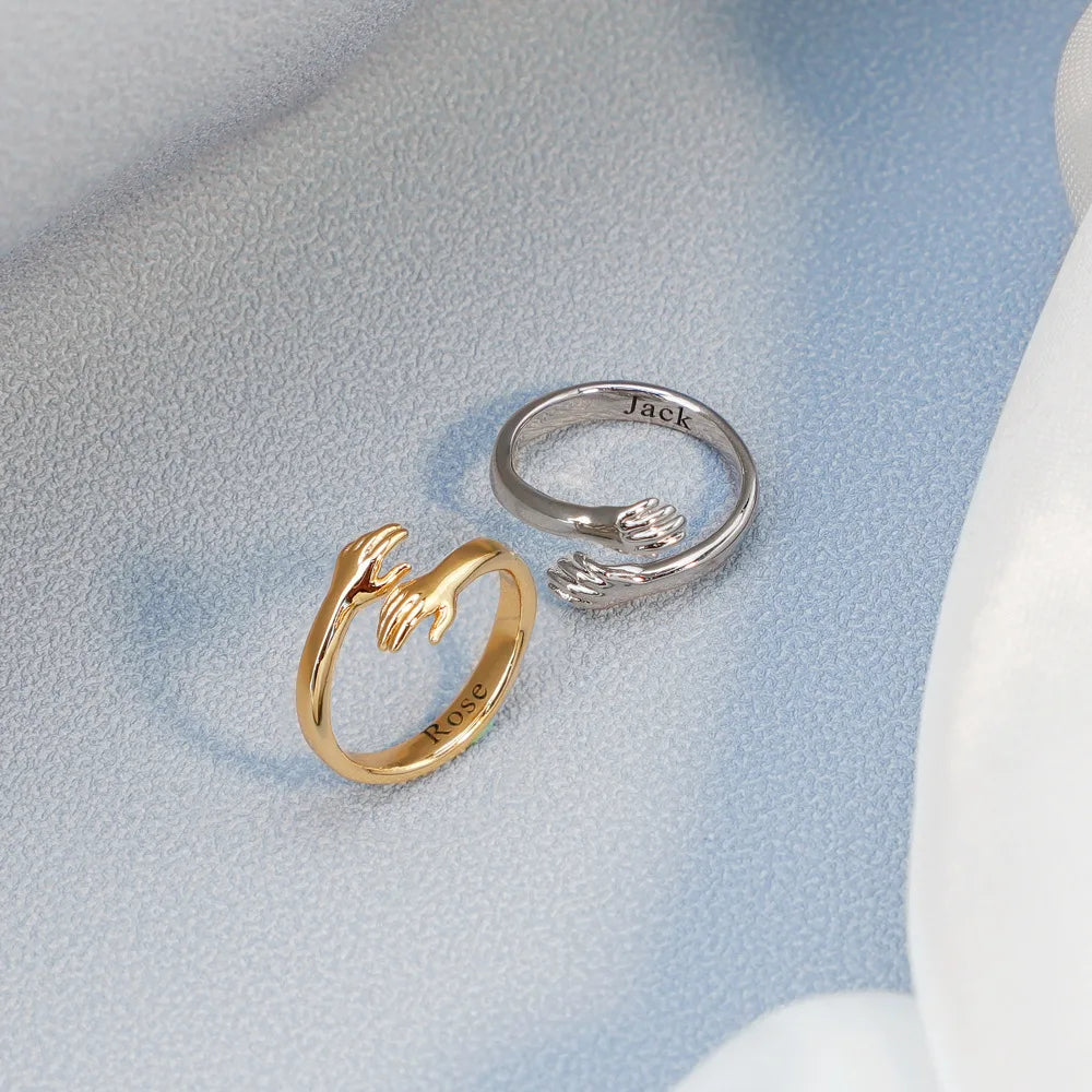 2pcs per lot Hug Ring Custom Name Ring Open Cuff  Ring