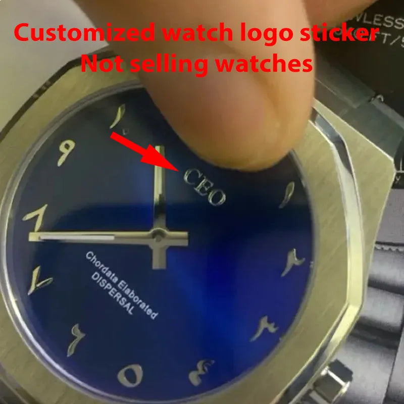custom watch logo transfer gold metal dial sticker small silver brand label personalized mini 3D DIY name carve flat thin raised