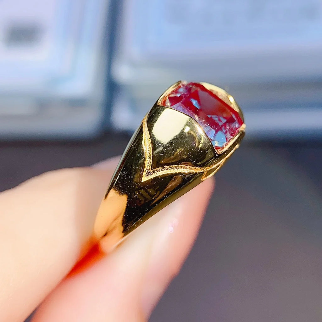 Alexandrite Ring Men's Princess Cut Color Changing Gemstone Ring June Birthstone Ring Sterling Silver Ring Promise Ring