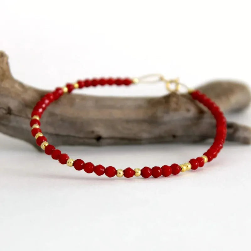 Onyx Bracelet Coral Bracelet Bracelet Red Coral Bracelet Genuine Coral Bracelet  Red Boho Bracelet Coral Bracelet