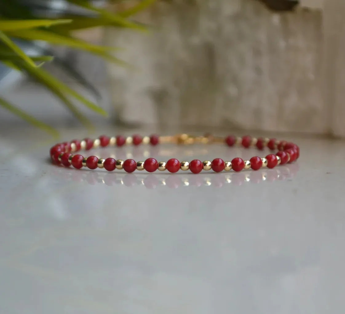 Onyx Bracelet Coral Bracelet Bracelet Red Coral Bracelet Genuine Coral Bracelet  Red Boho Bracelet Coral Bracelet