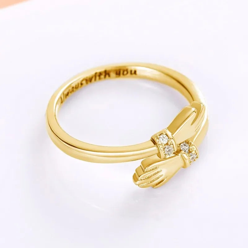 Fashion Hug Rings Adjustable Open Ring Women Temperament Personality Creative Love Hug Ring Lover Mother And Daughter Jewelry