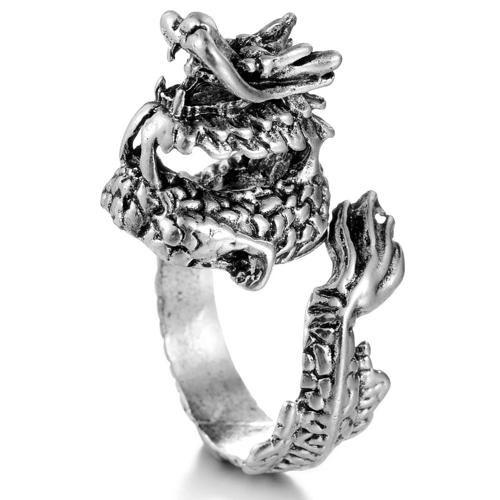 Vintage Silver Color Exaggerated Skeleton Hug Ring for Men Women Punk Adjustable Opening Ring Retro Jewelry Gift Dropshipping