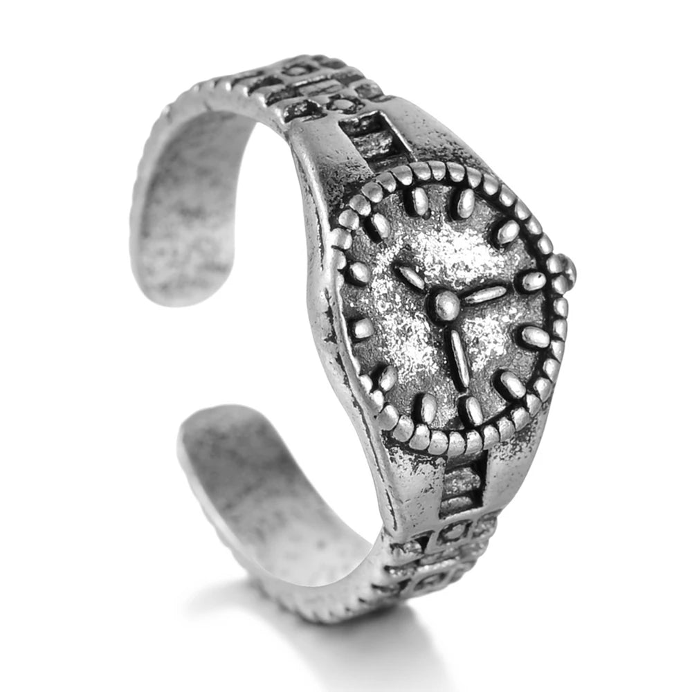 Vintage Silver Color Exaggerated Skeleton Hug Ring for Men Women Punk Adjustable Opening Ring Retro Jewelry Gift Dropshipping