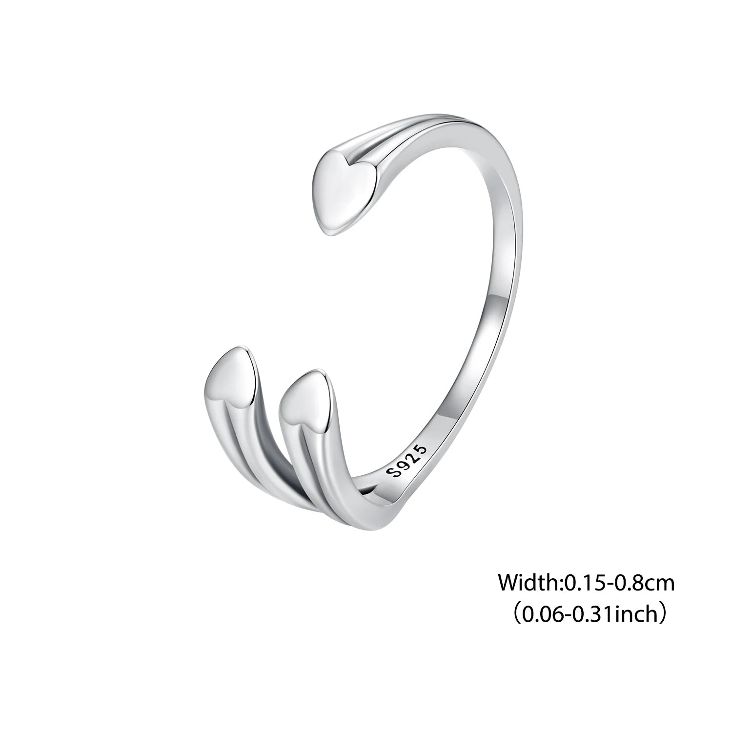 Bamoer Original 925 Sterling Silver Heart Hug Ring Love Star Open Rings Simple  For Women Anniversary Party Gift Fine Jewelry