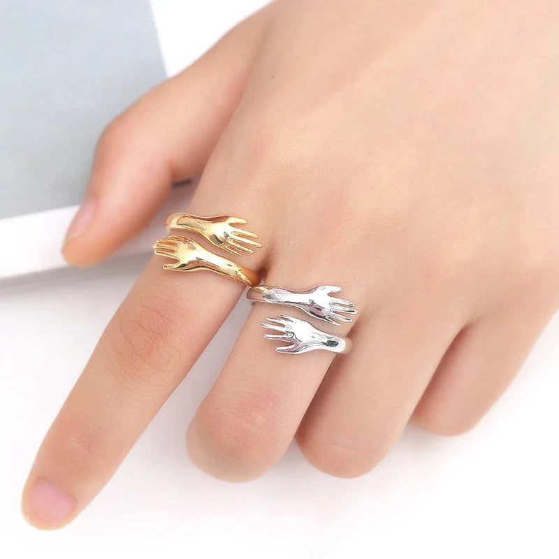 Adjustable Customized Name Hug Ring High Quality 18K Gold Plated Stainless Steel Women's Ring Daily Jewelry Gift For Couple
