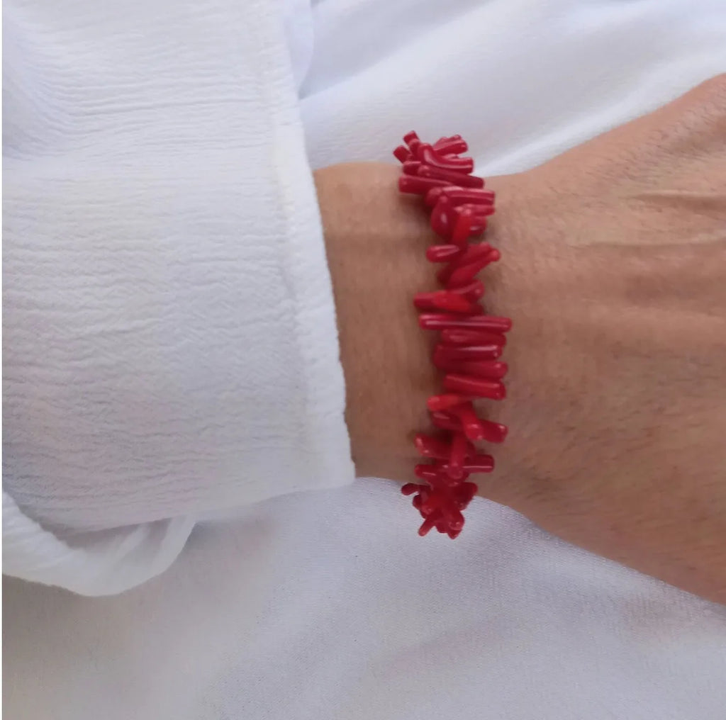 Onyx Bracelet Coral Bracelet Bracelet Red Coral Bracelet Genuine Coral Bracelet  Red Boho Bracelet Coral Bracelet