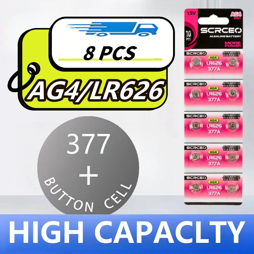 High Capacity 2-10pcs SR626SW AG4 Equivalent 377S 377 LR626 1.55V Button Cell Battery for Watch Candle Lamp Replacement