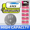 High Capacity 2-10pcs SR626SW AG4 Equivalent 377S 377 LR626 1.55V Button Cell Battery for Watch Candle Lamp Replacement