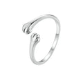 BAMOER 925 Sterling Silver Cute Cat Paw Ring, Adjustable Cat Hug Ring Fashion Jewelry for Pet Lover Chic Gift SCR961