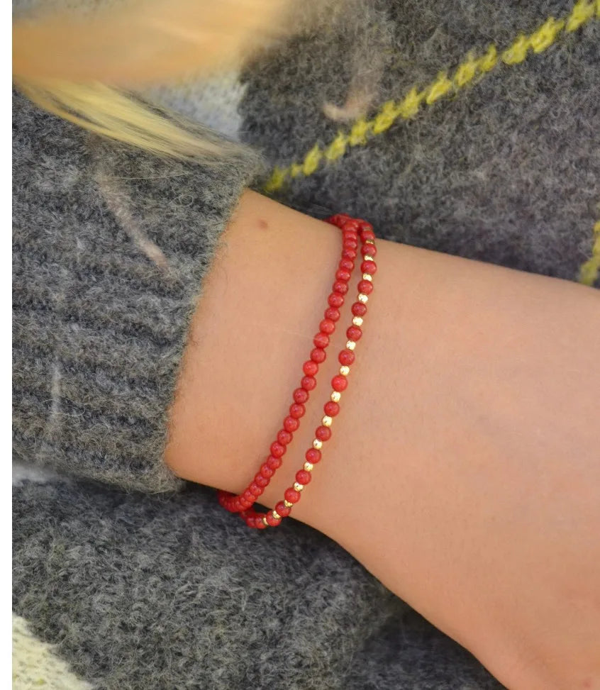 Onyx Bracelet Coral Bracelet Bracelet Red Coral Bracelet Genuine Coral Bracelet  Red Boho Bracelet Coral Bracelet