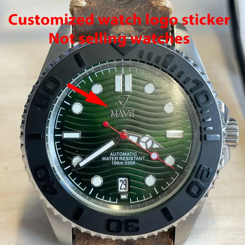 custom watch logo transfer gold metal dial sticker small silver brand label personalized mini 3D DIY name carve flat thin raised