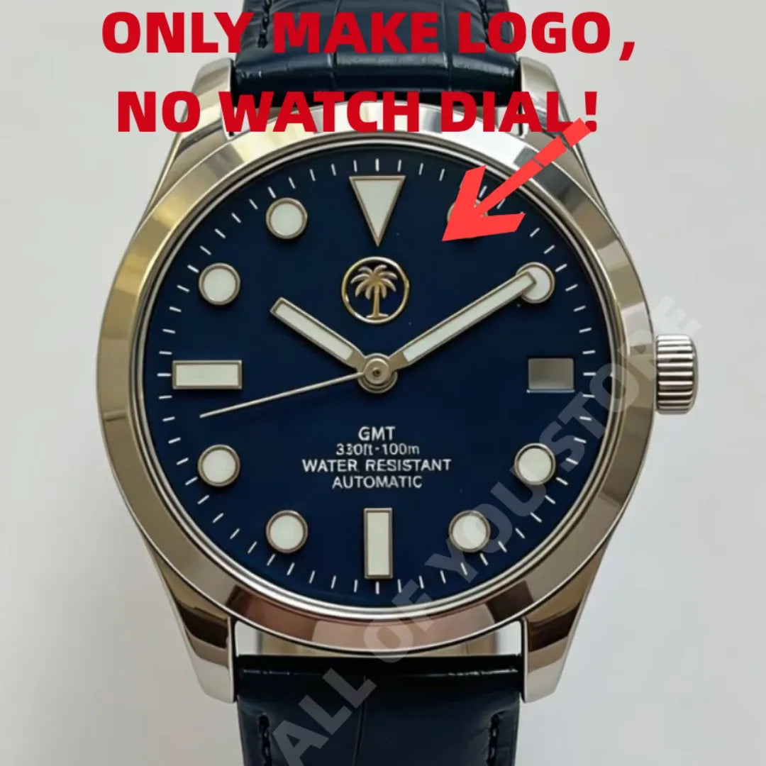 Gold Metal Custom Watch Dial Sticker 28.5mm Self-Adhesive Silver Label Small Brand 3D Logo Customized Name Carve