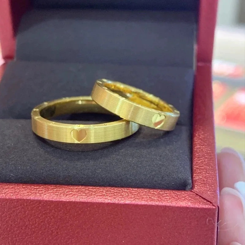 9999 24K real goldING series Love you lifetime love clock ring couple ring Male ring index finger ring female gold wedding ring