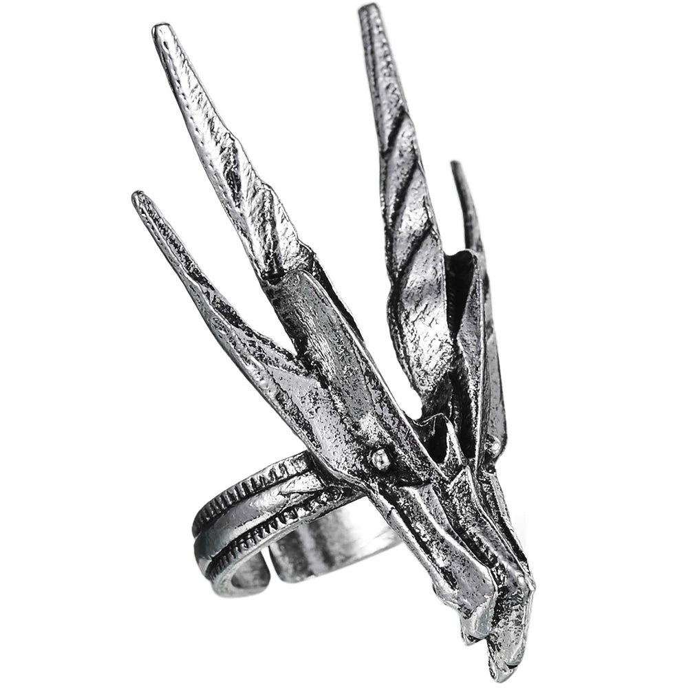 Vintage Silver Color Exaggerated Skeleton Hug Ring for Men Women Punk Adjustable Opening Ring Retro Jewelry Gift Dropshipping