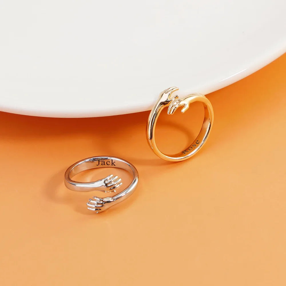 2pcs per lot Hug Ring Custom Name Ring Open Cuff  Ring