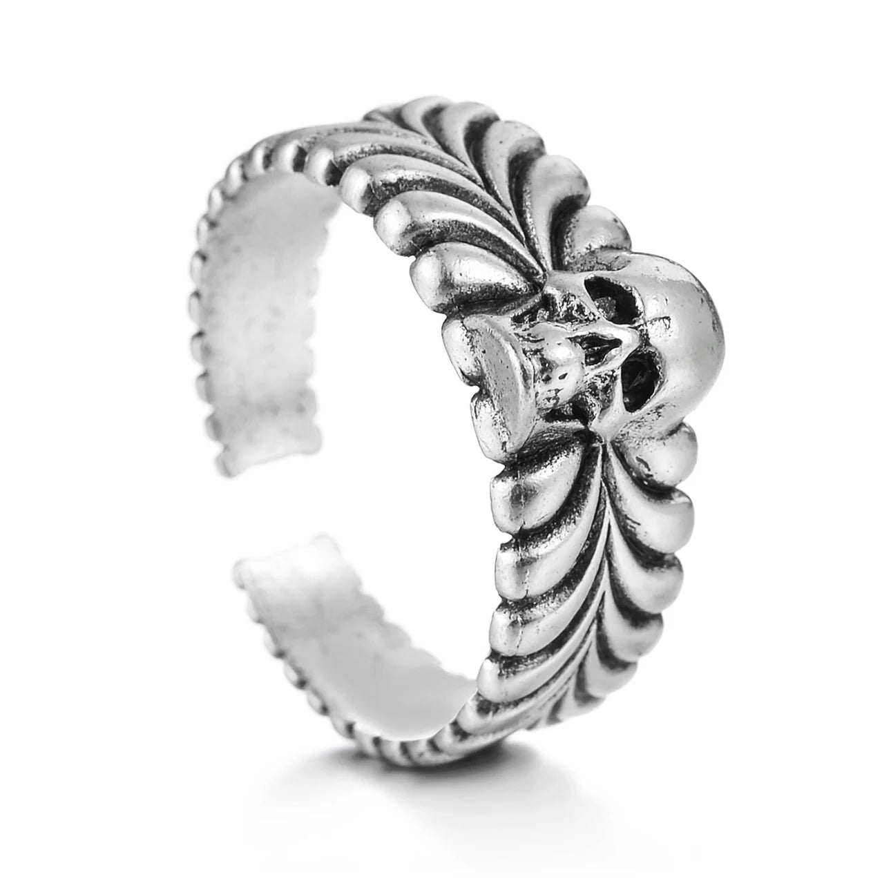 Vintage Silver Color Exaggerated Skeleton Hug Ring for Men Women Punk Adjustable Opening Ring Retro Jewelry Gift Dropshipping