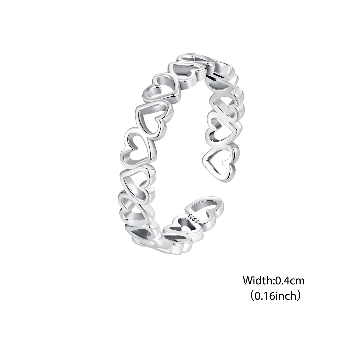 Bamoer Original 925 Sterling Silver Heart Hug Ring Love Star Open Rings Simple  For Women Anniversary Party Gift Fine Jewelry