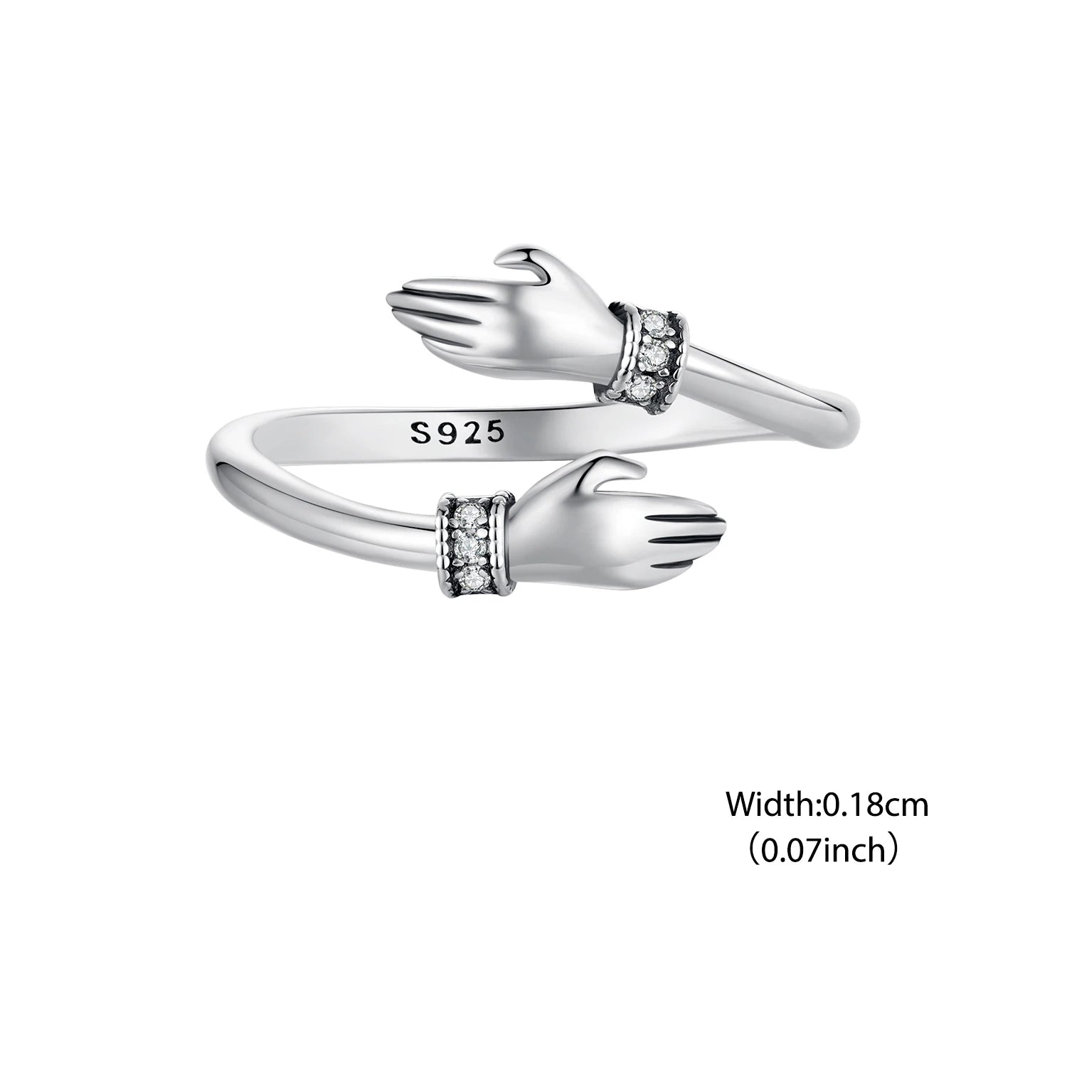 Bamoer Original 925 Sterling Silver Heart Hug Ring Love Star Open Rings Simple  For Women Anniversary Party Gift Fine Jewelry
