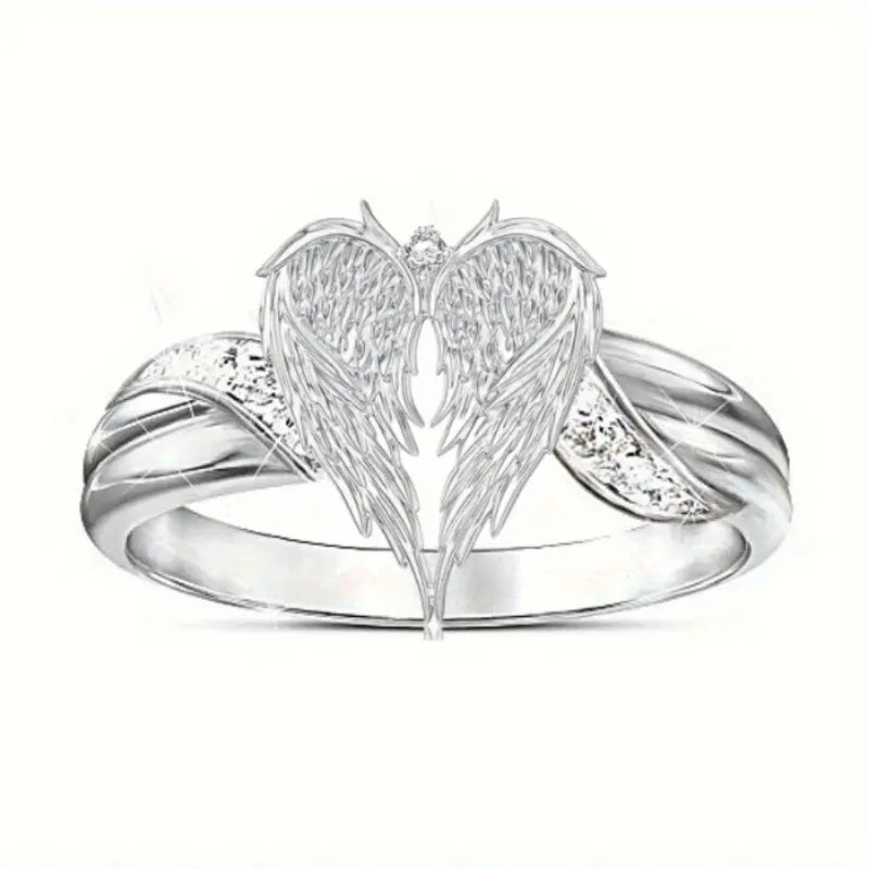 [Fashion Ring] 1pc Simple Fashion Ring, Angel Wings Love Ring | Men's Women's Ring