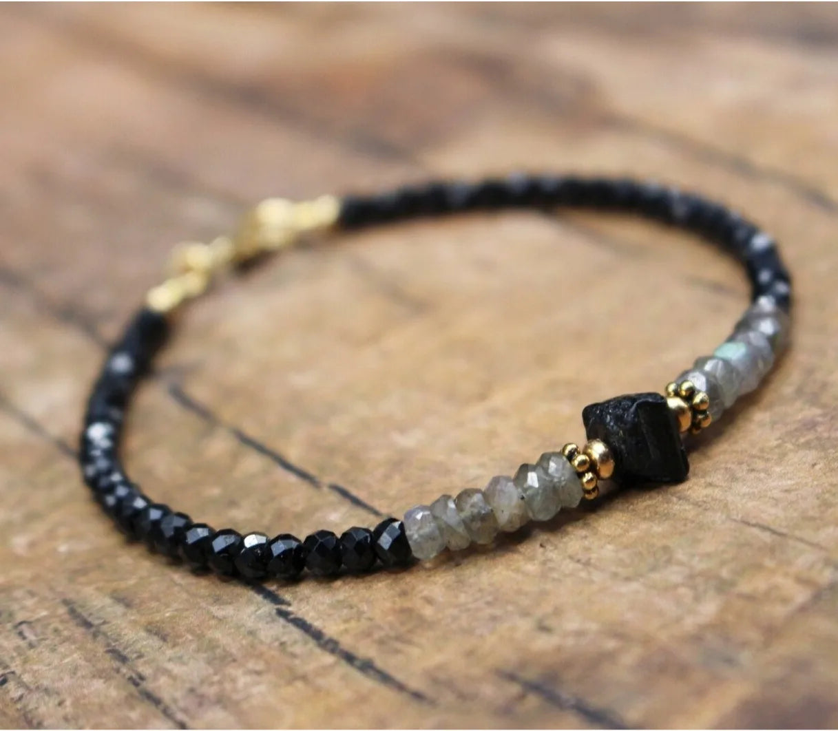 Sleeping Beauty Turquoise Bracelet, Black Spinel Bracelet, Birthstone Bracelet, Beaded Gemstone Bracelet