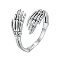 BAMOER Skull Hand Hug Ring Earrrings, 925 Sterling Silver Vintage Hug Jewellry for Women Retro Fine Jewelry Birthday Gift