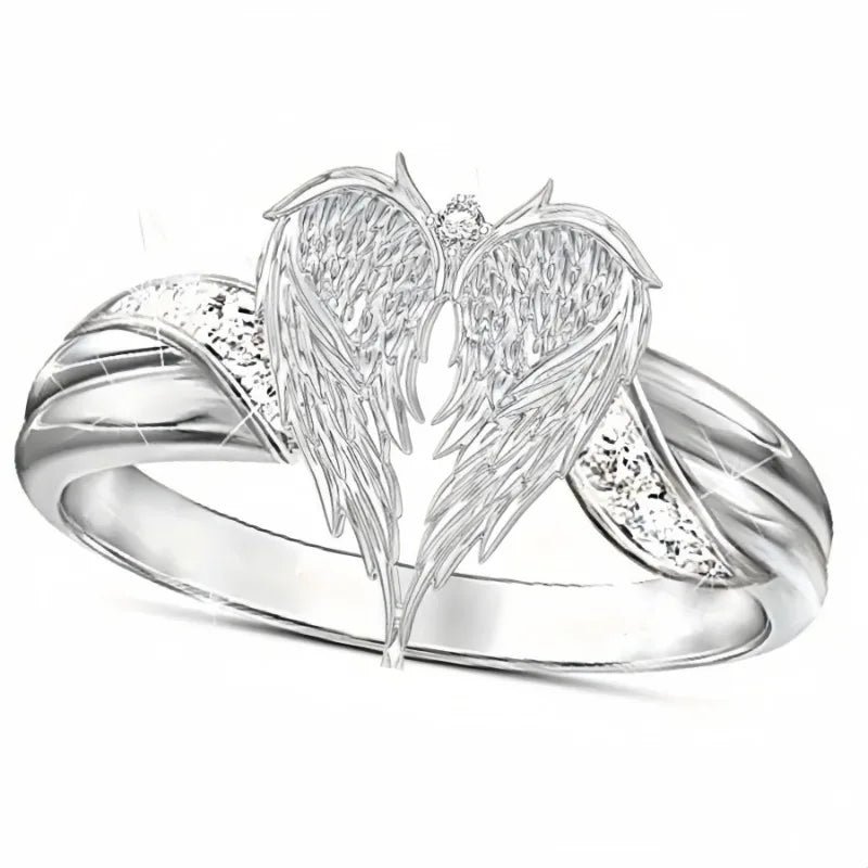 [Fashion Ring] 1pc Simple Fashion Ring, Angel Wings Love Ring | Men's Women's Ring