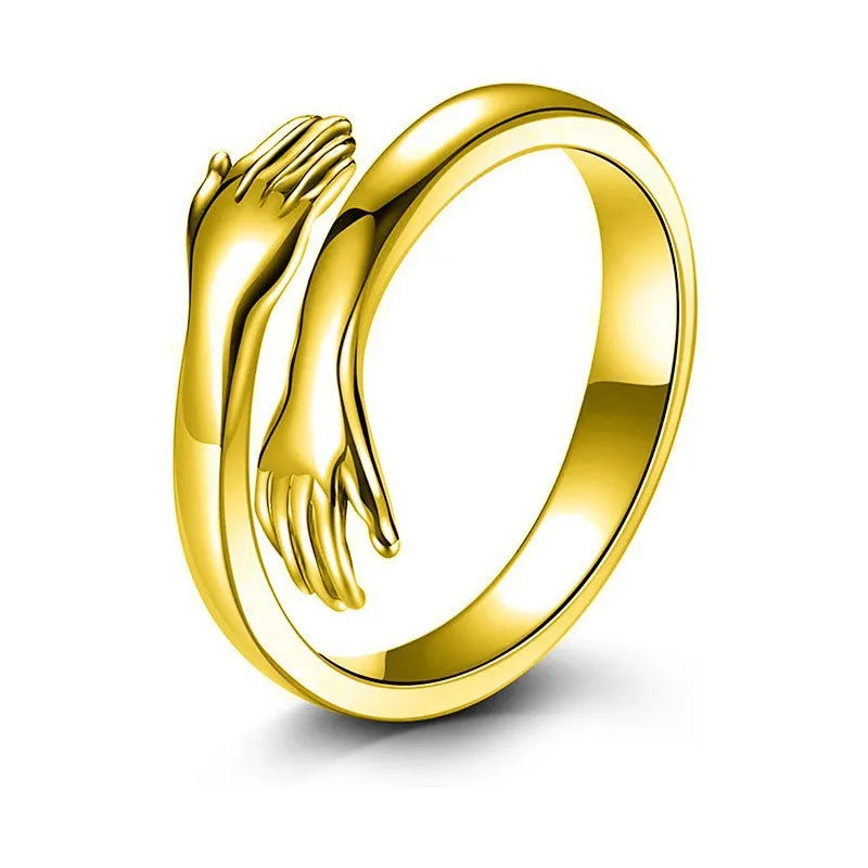 Adjustable Customized Name Hug Ring High Quality 18K Gold Plated Stainless Steel Women's Ring Daily Jewelry Gift For Couple
