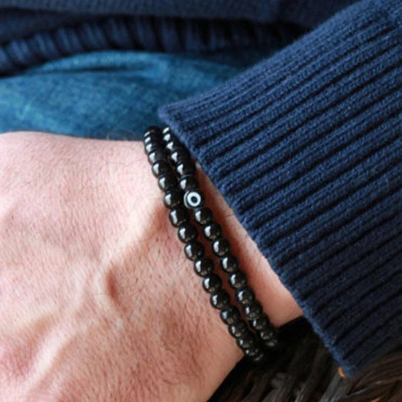 Lapis bracelet for Men Lapis lazuli Bead Bracelet Gold Hematite Mens Bracelet Blue Stone Bracelet Hematite Bracelet