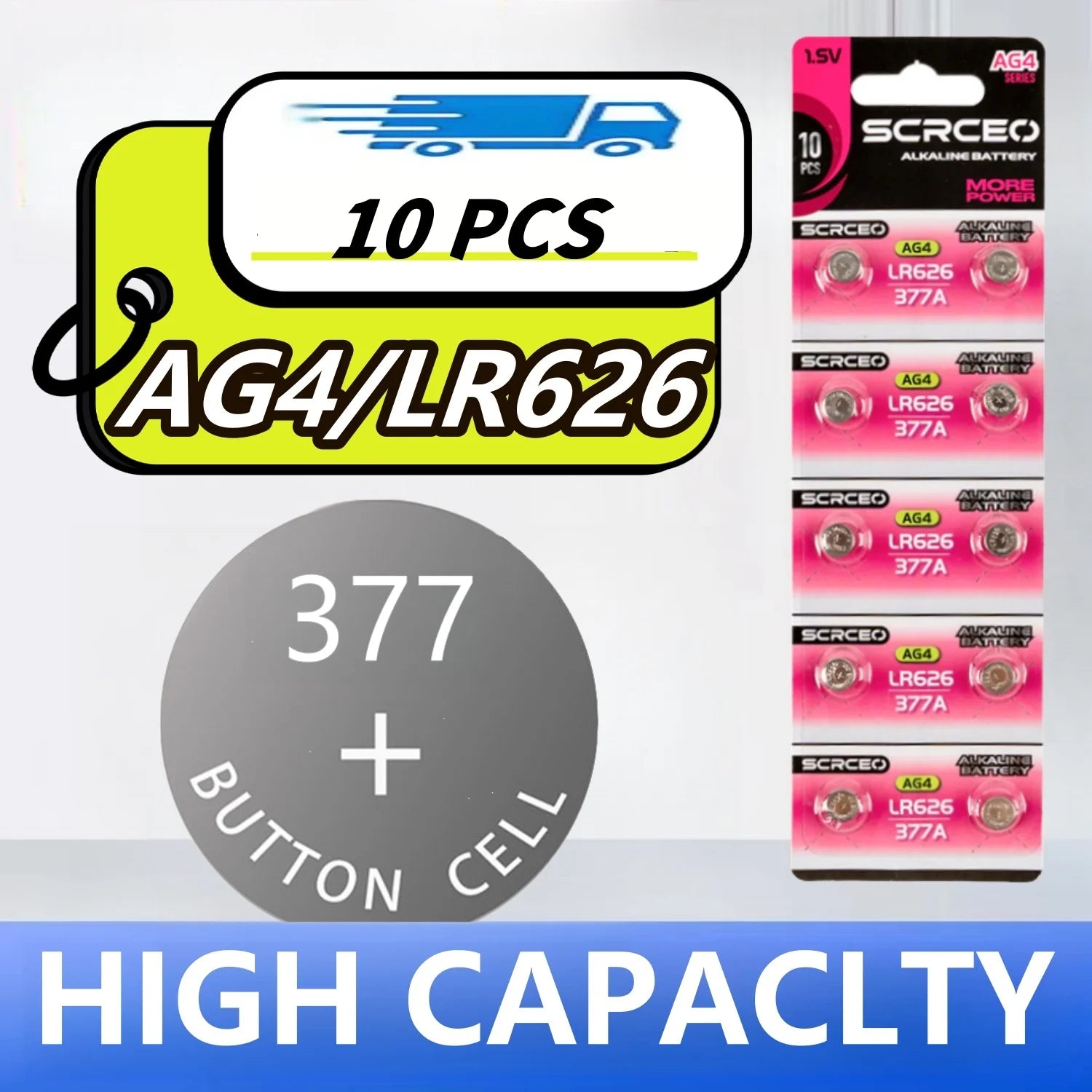 High Capacity 2-10pcs SR626SW AG4 Equivalent 377S 377 LR626 1.55V Button Cell Battery for Watch Candle Lamp Replacement