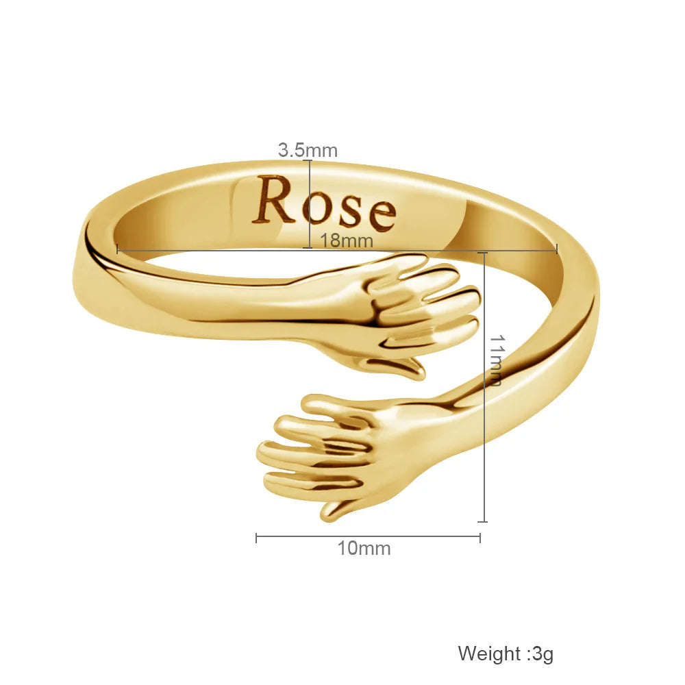2pcs per lot Hug Ring Custom Name Ring Open Cuff  Ring